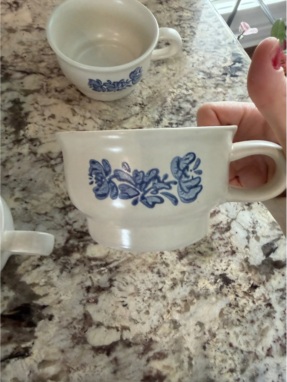 Pfaltzgraff Blue Floral Stoneware Tea Cups and Saucers Set of 6